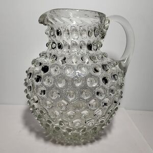 Vintage Handmade Hobnail Bohemian Glass Pitcher